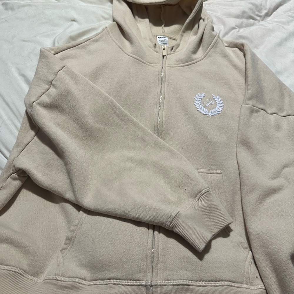 PINK Victoria's Secret Cream Zip-Up Hoodie
